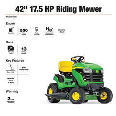42-Inch 17.5 HP Gas Riding Lawn Mower with Hydrostatic Drive