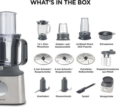 Multifunctional compact + food processor, with built-in scale, equipped with 11 accessories, designed small yet powerful.
