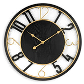 24 Inch Round Wooden Wall Clock, Modern Analog Clock with Numeral Design, Battery Operated