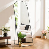 21x64 Arched Full-Length Mirror �� Shatter-Proof Glass with Aluminum Alloy Stand
