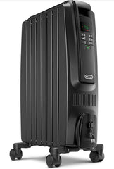 De'Longhi Oil Filled Radiator Space Heater, Quiet 1500W, Adjustable Thermostat, 3 Heat Settings, Timer, Energy Saving, Safety Features, White, Dragon TRD40615EBKCA, Black