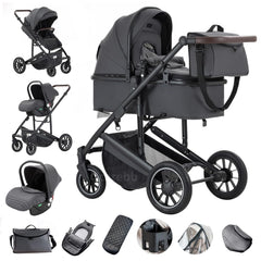 Gcarebb 3 in 1 Kinderwagen, Buggy Mit Auto Babyschale, Mit Höhenverstellbarer Kinderwagen Komplettset, KombiKinderwagen Mit Aluminiumrahmen für Neugeborene 0-4 Jahre