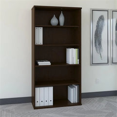 Bush Business Furniture Series C Tall 5 Shelf Bookcase in Mocha Cherry, Large Bookshelf for Home and Professional Office