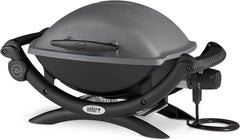 Weber Q1400 Elektrogrill, 43 x 32cm Grillfäche, portabler BBQ Grill, 2-geteilter porzellanemaillierter Guss-Grillrost, Aluminiumguss Deckel & Gehäuse