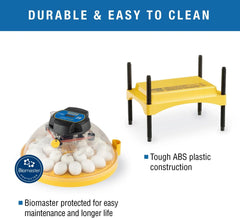 A 24-position automatic egg incubator with constant temperature control function, suitable for hatching 24 eggs, duck eggs or other egg types. It offers the best flexibility and can be used with eggs of different sizes.