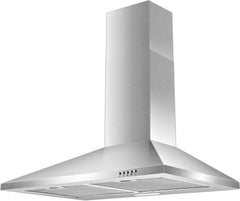 30 Inch Wall Mount Stainless Steel Range Hood, Modern Kitchen Exhaust Vent Hood with LED Light