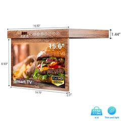 15.6" Smart Under Cabinet TV-Mahogany Kitchen TV