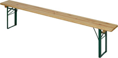 METRO Professional Bierzeltgarnitur, 3-TLG. Gartenmöbel Set, 1 Bier-Tisch 220 x 70 cm, 2 Bierbänke 220 x 25 cm, Klappbar, Naturbraun/Grün