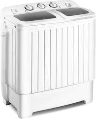 Portable mini compact two-cylinder washing machine (17.6 pounds) - Spanish model, rotary type, blue + white