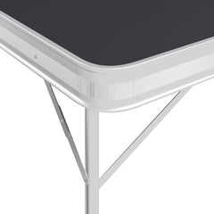Folding Camping Table with 2 Benches Aluminium Grey,Item colourGrey and Silver