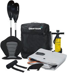 Inflatable Tandem Whitewater Kayak with High-Pressure Floor, EVA Padded High-Back Seats, Paddles and Pump