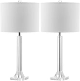 27" Modern Crystal Table Lamp 2-Pack with Linen Shade for Bedroom Living Room Home Office Desk Nightstand with LED Bulb Suitable for Living Room, Dormitory, Office,