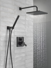 Square shower head set, rain shower head and handle set made of brushed nickel material, valve cover kit, 10 inches, stainless steel