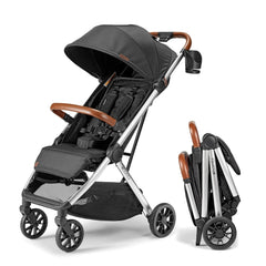 V2 Compact Baby Stroller - Premium vegetarian leather material, one-handed folding, infinitely adjustable tilt angle, aerospace-grade aluminum frame, oversized sunshade, spacious storage space, folding umbrella-style baby stroller - Desert Berry Colo