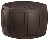 37 Gallon Round Deck Box, Patio Table for Outdoor Cushion Storage, Brown