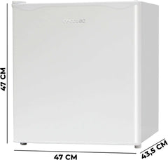 Cecotec Nevera Pequeña Frigorífico Mini Minibar 46L GrandCooler 20000 SilentCompress White E. Altura 48,7cm, 48 cm de Ancho, Bajo Consumo, Puerta