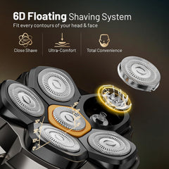 Waterproof Hypoallergenic Head & Face Shaver, Rechargeable Electric Razor for Men��s Scalp and Facial Grooming