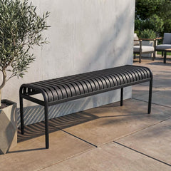 di volio Gartenbank BAISO - Metallbank für Terrasse & Garten, 130 cm, wetterfest (Schwarz)