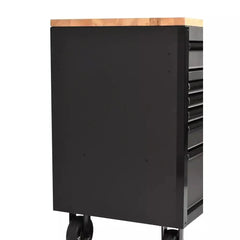 61-Inch W x 23-Inch D 15-Drawer Mobile Workbench with Solid Wood Top