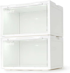 Lightning Collection Storage Box - Voice Control - Easy Access Storage Shoe Box, Stackable Shoe Storage Box, Equipped with Transparent Plastic Door, Suitable for Sports Shoes (11.2 x 14.9 x 8.8 inches (6 sets), White)