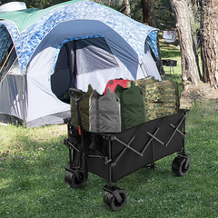 Collapsible Folding Wagon �� Heavy Duty Utility Cart with Adjustable Handle