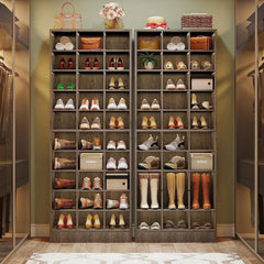 10-Tier Tall Shoe Cabinet, 30-Pair White Wood Shoe Storage Rack for Entryway and Closet