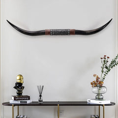 70" Long Horn Bull Horns, Longhorn Skull Wall Decor, Faux Taxidermy, Rustic Animal Head Wall Art, Living Room Decor