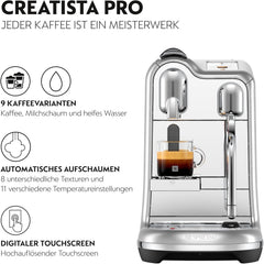 Nespresso Creatista Pro Kaffeemaschine von Sage, Edelstahl, Brushed Stainles Steel