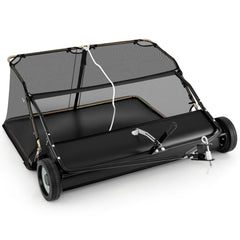 Tow Behind Lawn Sweeper �� Large-Capacity Hopper Bag for Yard Cleanup
