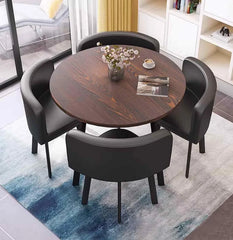 A 4-person conference table and chair set, office reception room club table and chair combination, suitable for living room / central area / farmhouse / home office, medieval style table and chair set