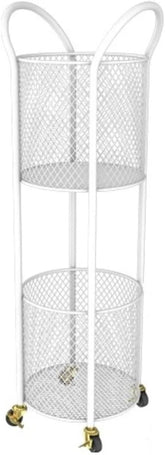 2-Tier Laundry Hamper with Wheels, Iron Basket for Bedroom, Bathroom, Dorm, Large Capacity Clothes Room, Easy to Move & Store
