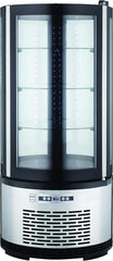 METRO Professional Kuchen-Vitrine GRV1100, Gastro, Edelstahl/Glas, 100 L, Umluftkühlung, 490W, Temperaturanzeige, automatisches Abtauen, rund, silber,