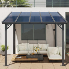 10' x 12' Gazebo for Patio, Gazebo Pergola with Sloped Roof, Large Wall-Mounted Heavy Duty Awnings, for Backyard, Deck, Patio