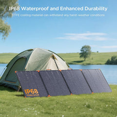 350-watt portable solar panel, suitable for power stations, hurricane emergency supplies, 43-volt foldable solar charger (25% efficient, IP68 waterproof rating, 4 reinforced stands, suitable for camping and RV travel)
