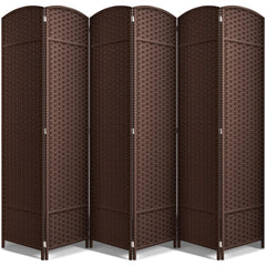 6 Panel Room Divider, 6ft Tall Extra Wide Folding Privacy Screen with Hand-Woven Mesh Panels