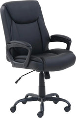 Classic PU surface, back-adjustable height office computer desk and chair, with armrests, size: 26 inches wide x 23.75 inches long x 42 inches high, black version