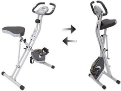 Compact folding exercise bike, 8 different intensity level fixed bikes, featuring Bluetooth tracking function and option for tablet stand.