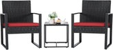 3 Pieces Patio Set Outdoor Wicker Furniture Sets Modern Rattan Chair Conversation Sets with Coffee Table for Yard and Bistro (Black)