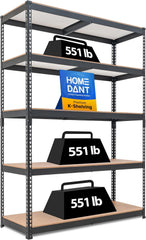 5 Layered laminated boltless heavy-duty vehicle storage adjustable wide-size metal shelf unit utility rack shelving storage multi-functional shelf shed warehouse 47.7 inches wide x 18.2 inches deep x 71.3 inches high Black