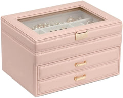 Jewelry Box Jewelry Case PU Leather Jewelry Box Jewelry Storage Box Earring Ear Stud Ring Necklace Organizer Case Jewelry Organizer