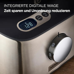 Multifunctional compact + food processor, with built-in scale, equipped with 11 accessories, designed small yet powerful.