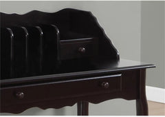 Traditional office desk, made of solid wood, dark cherry wood color, 36 inches in length