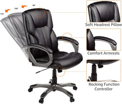 High-back executive office chair, adjustable in height, tiltable, rotatable, uniform size, white/mustard color