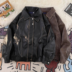 Men's Distressed Faux Leather Moto Jacket