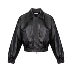 Men's Quilted Faux Leather Zip Jacket