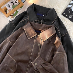 Men's Distressed Faux Leather Moto Jacket