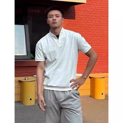 Men's Stand Collar Short Sleeve Slim Fit Polo Shirt