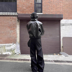 Men's Quilted Faux Leather Zip Jacket