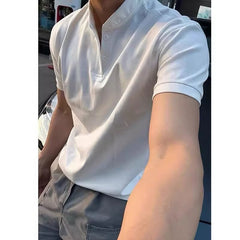 Men's Stand Collar Short Sleeve Slim Fit Polo Shirt