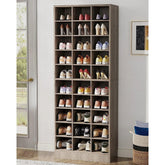 10-Tier Tall Shoe Cabinet, 30-Pair White Wood Shoe Storage Rack for Entryway and Closet